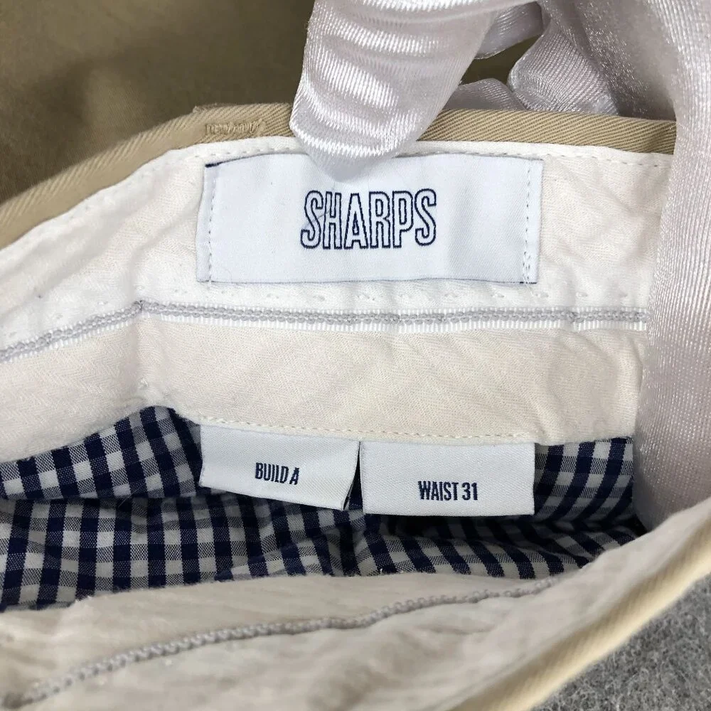 SPOKE London Sharps Build A Chino Pants Mens 31x31 Khaki‎ Beige Slim Stretch